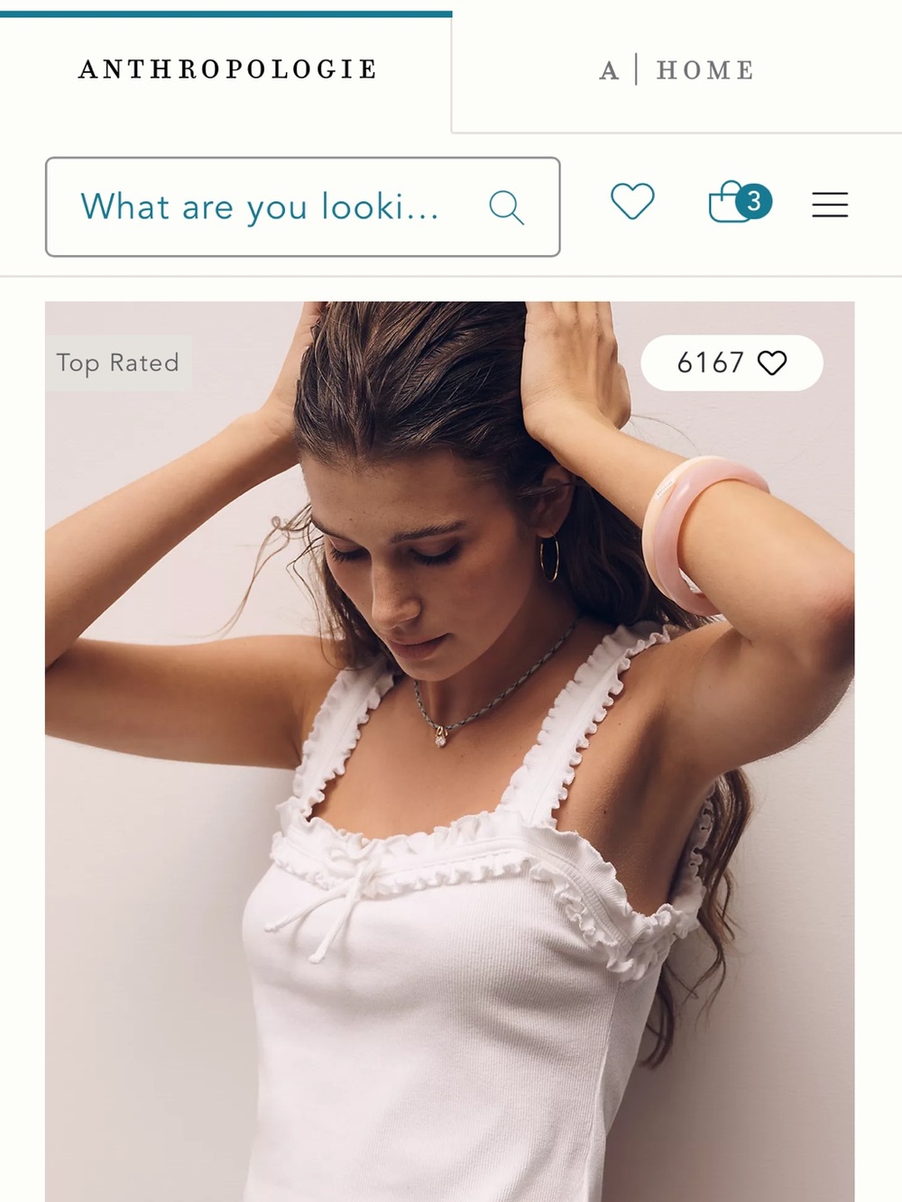 Maeve White Ruffle-Trim Knit Tank